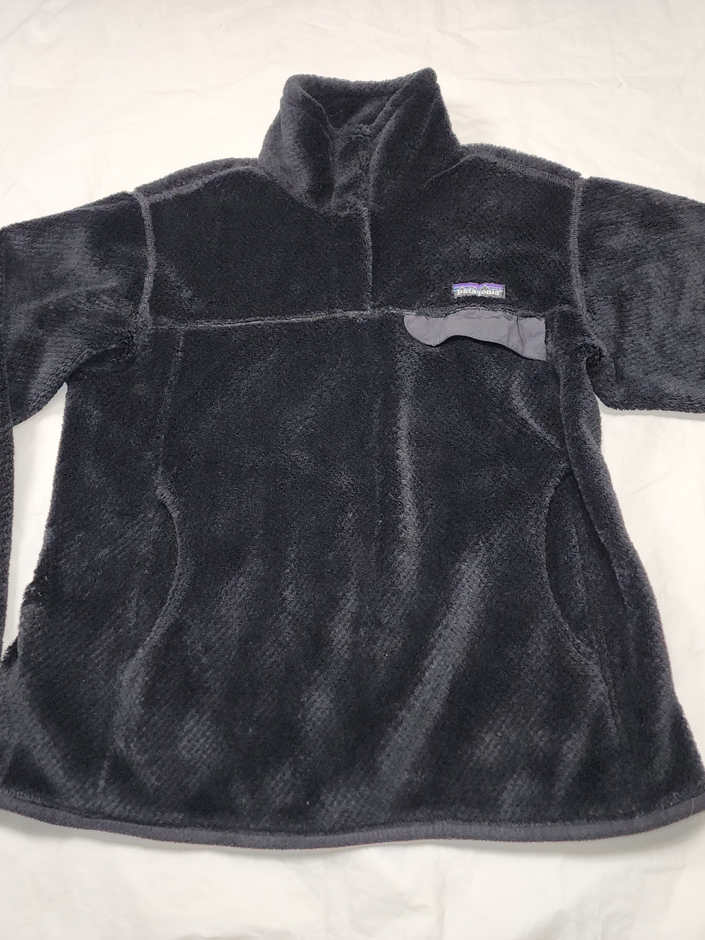 Patagonia Wome's Re-Tool Snap-T Pullover Fleece Sweater Black Size Medium
